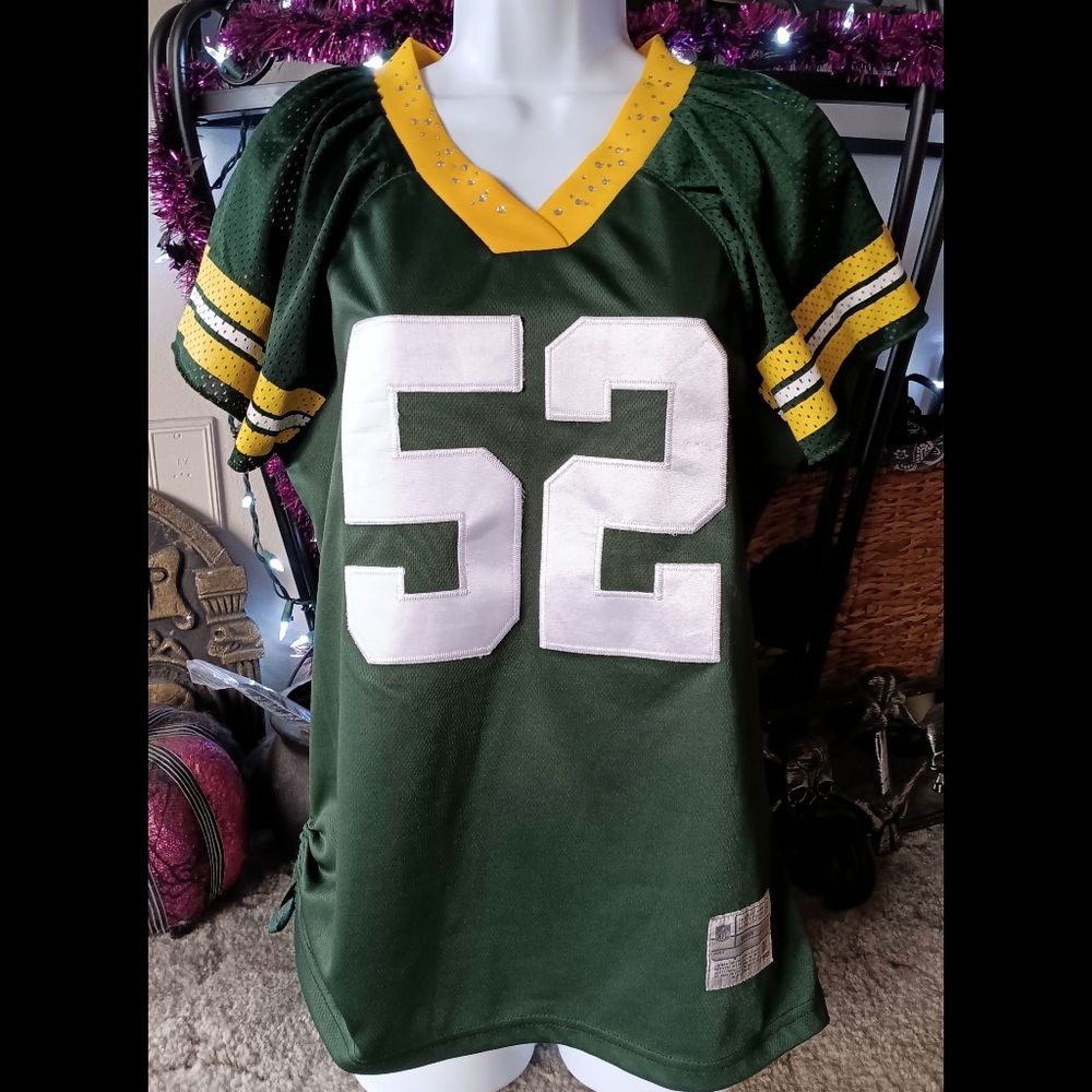 💚💛 Y2K Green Bay Packers Reebok Clay Matthews Rhinestone Jersey Womens Large L